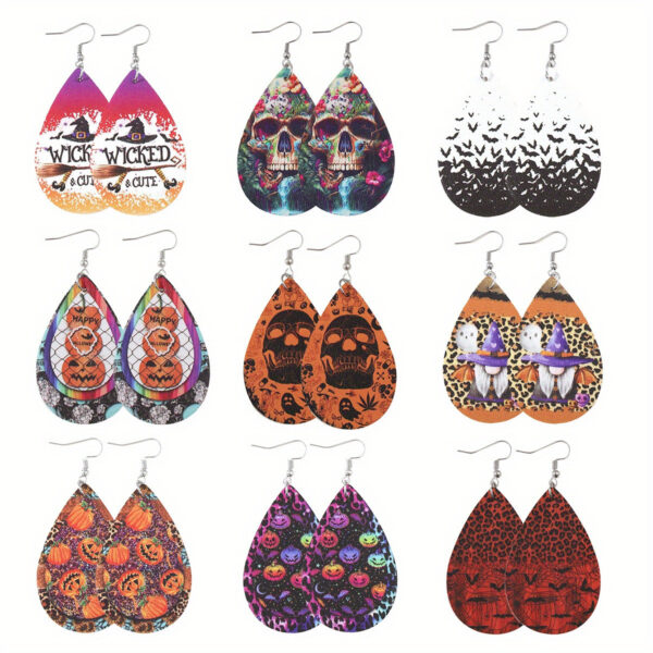 oly-35aae0f464965d520c264c8219c46c01 Wholesale Halloween Gothic PU Leather Earrings