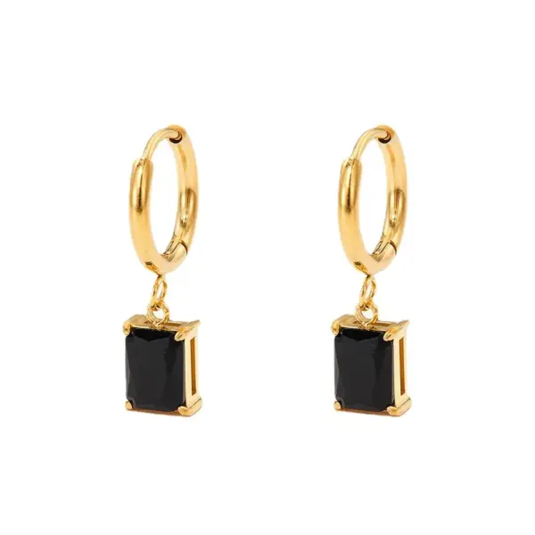 Wholesale PVD Coated Real Gold Plated 16K Gold White Gold Plated Gold Plating Square 304 Stainless Steel Fashion Waterproof Non Tarnish Earrings