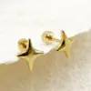 PVD Coated Real Gold Plated 14K Gold Star Moon Heart Shape 304 Stainless Steel Basic Simple Style Waterproof Non Tarnish Ear Studs