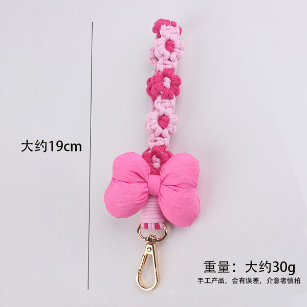 Wholesale Ins Cotton-Filled Bow Mobile Phone Pendant Braided Mobile Phone Chain Small Daisy Flower Braided Rope Keychain Bag