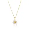 Wholesale 1 Piece Casual Sunflower Circle Stainless Steel Titanium Steel Polishing Plating Inlay Diamond Pendant Necklace