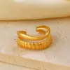 Wholesale PVD Coated 18K Gold Plated Lines 304 Stainless Steel IG Style Simple Style Waterproof Non Tarnish Open Rings