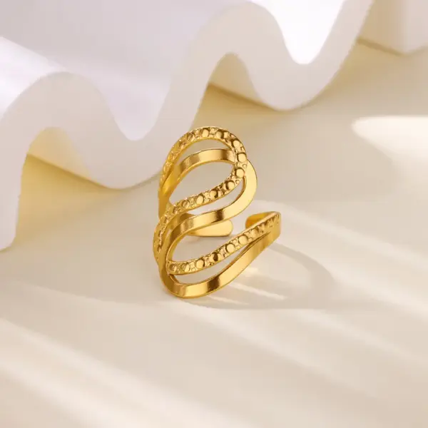 Wholesale 304 Stainless Steel Geometric PVD Coated Stone-Free Real Gold Plated Elegant Simple Style Waterproof Non Tarnish Plating Open Rings