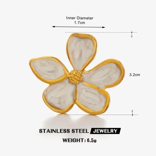 Wholesale Ion Plating (IP) 18K Gold Plated Plumeria 304 Stainless Steel Casual Hip-Hop Luxurious Waterproof Non Tarnish Open Rings