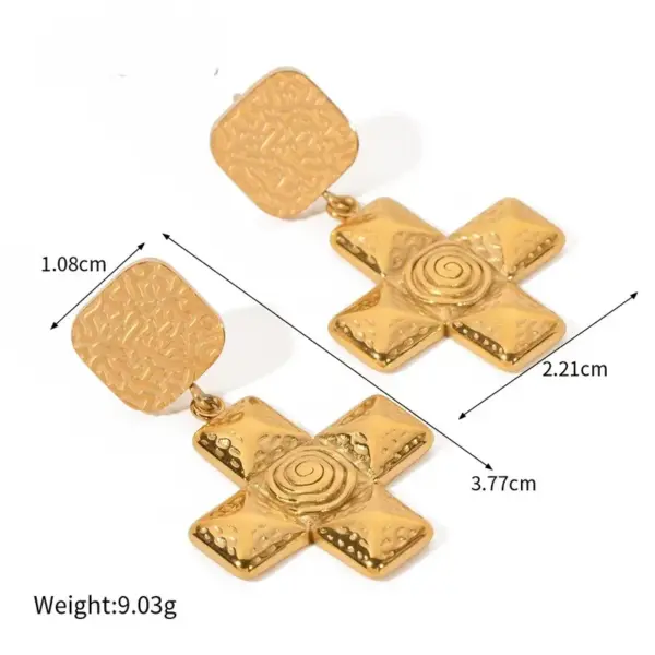 Wholesale PVD Coated 18K Gold Plated Real Gold Plated Cross 304 Stainless Steel Casual Simple Style Waterproof Non Tarnish Jewelry Set
