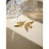 Wholesale PVD Coated Real Gold Plated 18K Gold Flying Bird 304 Stainless Steel Simple Style Classic Style Waterproof Non Tarnish Ear Studs