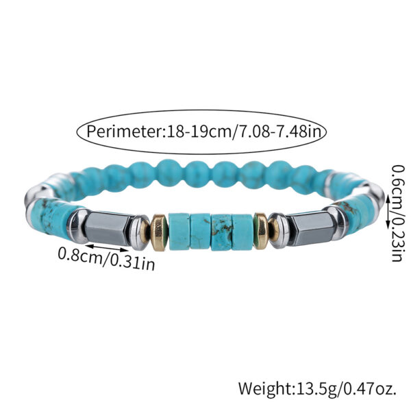 Wholesale Fashion Commuter Cross-border European and American Retro Style Bracelet Jewelry Trendy Men's Handmade Beaded Black Gallstone Turquoise Bracelet