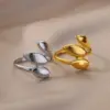 304 Stainless Steel Geometric Leaf PVD Coated Real Gold Plated Elegant Retro Lady Waterproof Non Tarnish Plating Open Rings