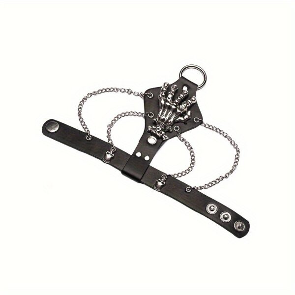 Wholesale punk rivet skull bracelet for men