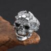Wholesale Retro Thai silver exaggerated domineering skull finger ring Thai silver men's opening adjustment ring personality popular