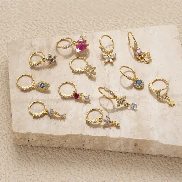 Ig Style Heart Shape Eye Butterfly Copper Plating Inlay Zircon Nose Ring Nose Pin