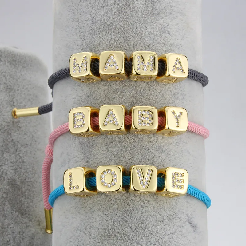 Wholesale Copper Gold Plated Simple Style Plating Letter Zircon Bracelets