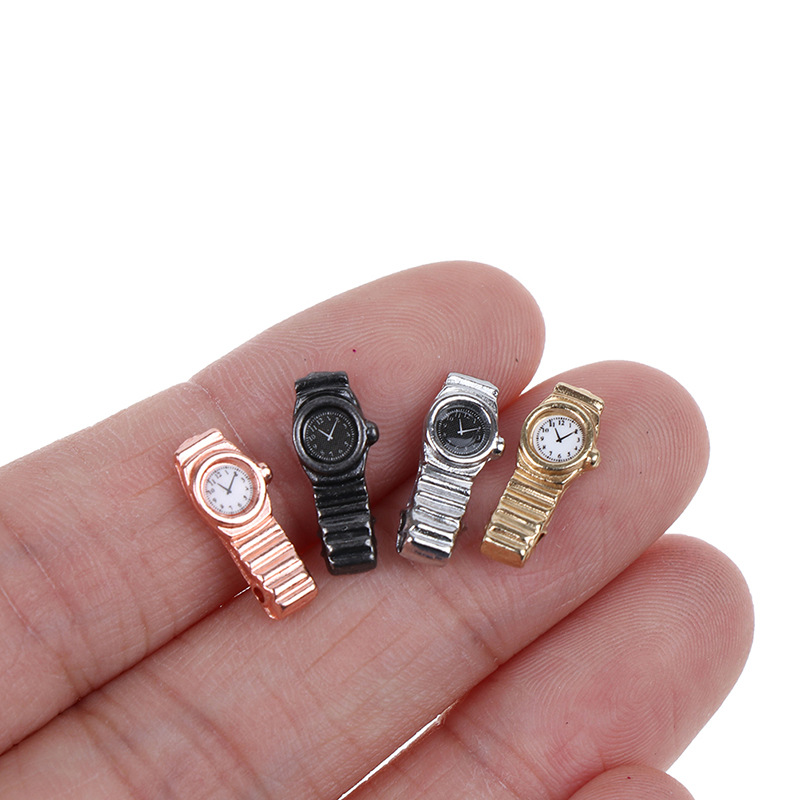 Wholesale 1:12 doll house diy hut dollhouse mini model toy metal watch watch cket miniature