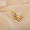 Copper Butterfly Vacuum Plating Zircon Copper Plated Casual Elegant Vacation Hollow Out Inlay Pendant Necklace