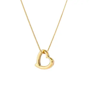 5 [Ah6080] Hollow Heart Necklace / Gold