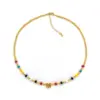 Wholesale Ig Style Simple Style Letter Glass Copper Beaded Knitting Plating 18k Gold Plated Necklace