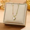 Water Plating Vacuum 18K Gold Plated K Solid Color 304 Stainless Steel Copper Elegant Luxurious Simple Style Pendant Necklace