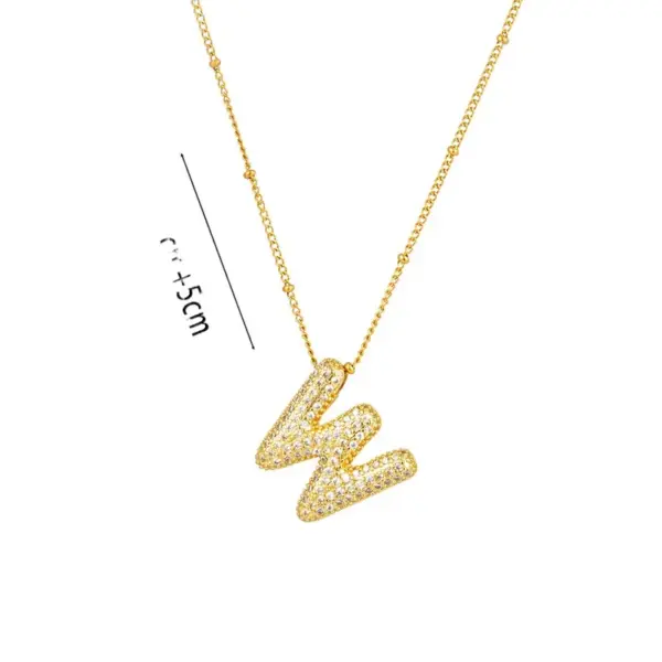 Wholesale Titanium Steel Copper 18K Gold Plated Casual Simple Style Inlay Letter Zircon Pendant Necklace
