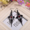 Wholesale Cross-border Foreign Trade Amazon Gothic Earrings Punk Style Cross Pattern Metal Red Rhinestone Ear Hanging