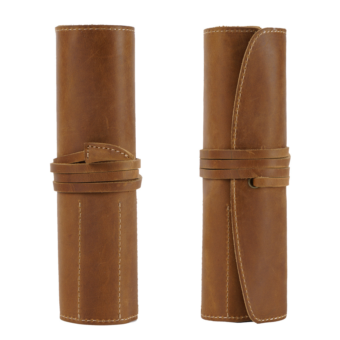 Wholesale Vintage top layer genuine cowhide pencil case
