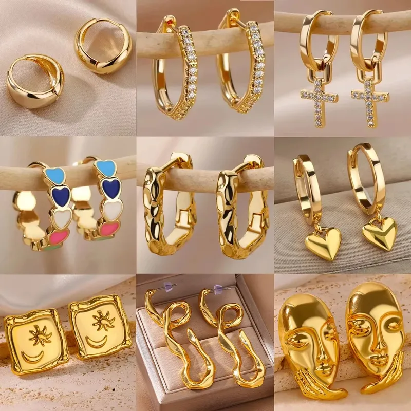 Wholesale Trendy New Style Women's Zirconia Stud Earrings Full Of Diamonds Round Circle Ear Cuffs Fashionable And Personalized