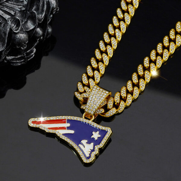 Wholesale Blue Drop Oil Team Hip Hop Pendant Full Diamond Cuban Necklace