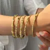 Wholesale Elegant Simple Stainless Steel 18K Gold Embedded Zircon Heart Flower Bracelet Luxury Sexy Fashion Jewelry For Women