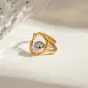 PVD Coated Real Gold Plated 18K Gold Geometric 304 Stainless Steel Vacation Simple Style Classic Style Waterproof Non Tarnish Open Rings