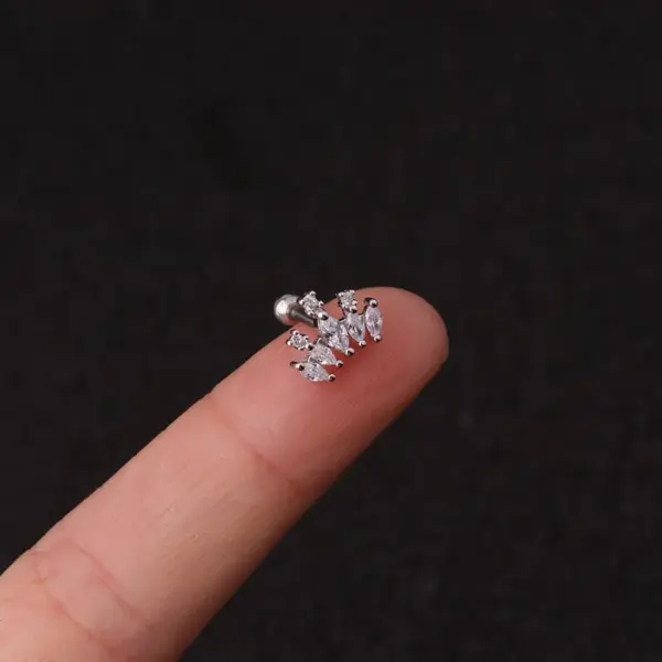 316L Stainless Steel Copper Zircon Ear Cartilage Rings & Studs Geometric Waterproof Non Tarnish Surgical Steel Women'S