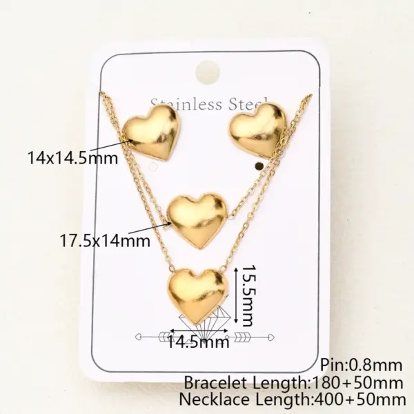 Wholesale Jewelry Casual Basic Vacation Pentagram Heart Shape Simple 304 Stainless Steel 18K Gold Plated Handmade Polishing Plating Jewelry Set