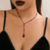 Wholesale Retro Gothic dripping blood tassel niche sweet cool metal drop necklace