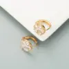 Wholesale Fashion Geometric Inlaid Zircon Alloy Artificial Gemstones Copper Earrings