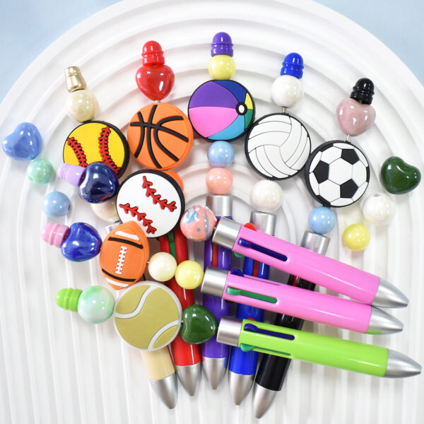 Wholesale Ball sports series perforated thick patch soft rubber handmade burnt beads