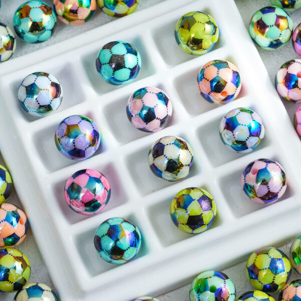 Wholesale 10pcs Football Colorful Mixed Shaped Perforated Beads