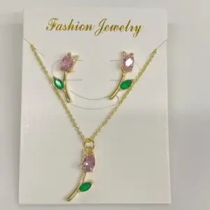 Pink Zircon Tulip Suit (Gold) / 1 Set/Package