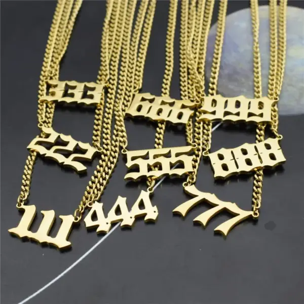 Wholesale Unisex 777 Angel Number Stainless Steel Gold Plated Choker Necklace Birthday Gift Neutral Style Letter/Number/Text Pattern