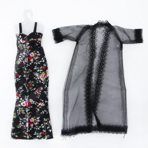 Black floral 2-piece set without baby 201901 / Height 29cm 11.5 inch doll pajamas