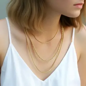 X0656-Three-layer Chain-necklace- Gold