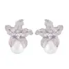 Wholesale 1 Pair Elegant Flower Plating Inlay Imitation Pearl Copper Zircon Earrings