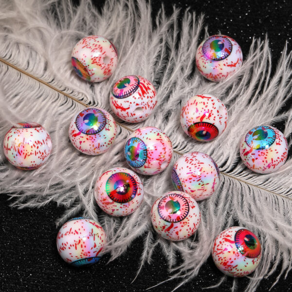 Wholesale Halloween Acrylic Bloody Devil Eye Print DIY Beads