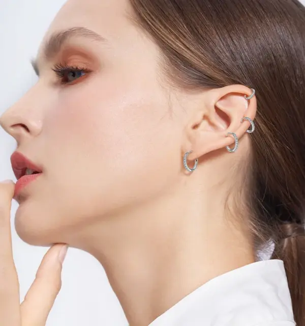 Wholesale Simple Style Geometric Stainless Steel Rhinestones Hoop Earrings 1 Pair