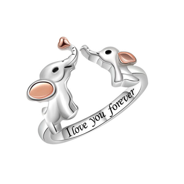 Wholesale Amazon New Mother's Day Two-color Elephant Opening Ring Ethnic Auspicious Mother and Son Two-color Family Ring
