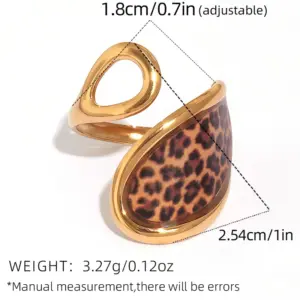 Gold / adjustable / 1 Piece Leopard Print Geometric Open Ring