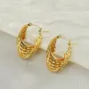 1 Pair Elegant U Shape Stripe Plating Stainless Steel Titanium Steel 18K Gold Plated Hoop Earrings