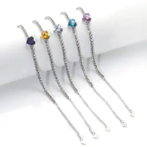 Wholesale Colorful Heart Shape Dragon Gem Rhinestone Copper Fashion Bracelets