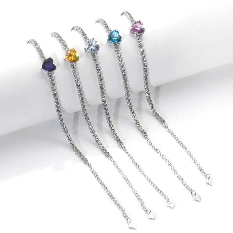 Wholesale Colorful Heart Shape Dragon Gem Rhinestone Copper Fashion Bracelets