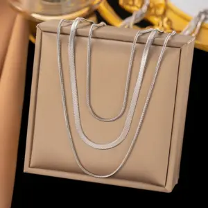 YC [H644] Three-Layer Snake Chain Necklace [Steel Color]]