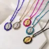 Wholesale Copper 18K Gold Plated Ethnic Style Inlaid Crystal Geometric Copper Zircon Necklace