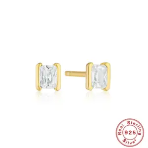 Gold #2-White diamond / 925 Silver