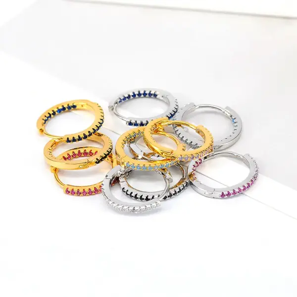 Wholesale Fashion Geometric Copper Artificial Gemstones Earrings